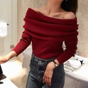 Off-the-Shoulder Knit Sweater